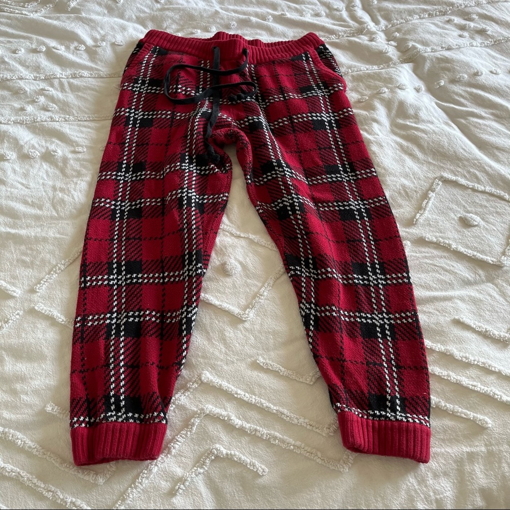 Foever 21 Red Black White Mens Pants Plaid Trousers Cozy Sweatpants Large